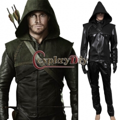 Green Arrow Oliver Queen Costume Outfit Black Version Custom Made Cosplay Costume