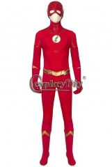 (With Shoes) The Flash Season 5 Cosplay Barry Allen Costume The Flash Halloween Suit Adult Jumpsuit Custom