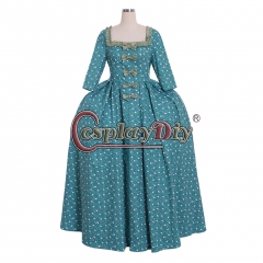 Cosplaydiy Custom Made 18th Century blue flower rococo dress Marie Antoinette Ball Gown colonial dress