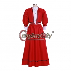 Cosplaydiy Ladies Edwardian Suit Edwardian Victorian dress Edwardian Red dress suit cosplay costume