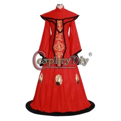 Cosplaydiy Star Wars Phantom Menace Queen Padme Amidala Cosplay Costume Outfit Adult Halloween Red Dress custom made