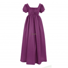 Cosplaydiy Simple Red Regency style dress lady High Waistline Tea Gown Dress medieval dress custom made
