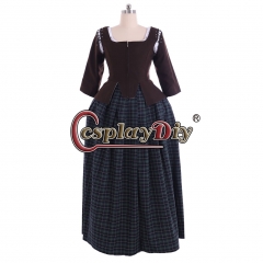Cosplaydiy Outlander Claire Fraser Cosplay Costume Claire Scottish Highland Kilt Dress for Women Claire Plaid Dress