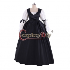 Cosplaydiy Outlander Season 2 Claire Fraser Dess Rococo Ball Gown Colonial Black Dress Cosplay Costume Custom Made